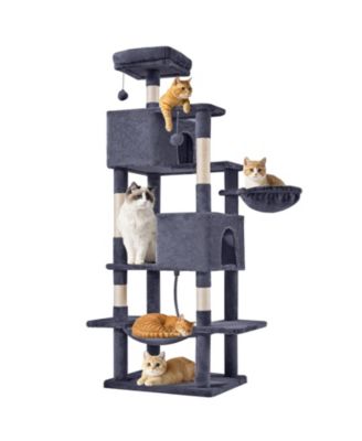 66in Cat Tree Tower: Large Multi-Cat Climbing, Extended Platform, Hammock, Pet House