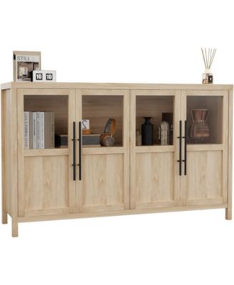 Sideboard Buffet Cabinet with 4 Glass Doors, Buffet Cabinet