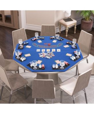 Foldable 8 Player Poker Table Top with Cup Holders and Chip Trays