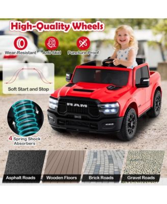 Two Seater Ride On Truck for Kids with Remote Control Storage Bed and Safety Belts