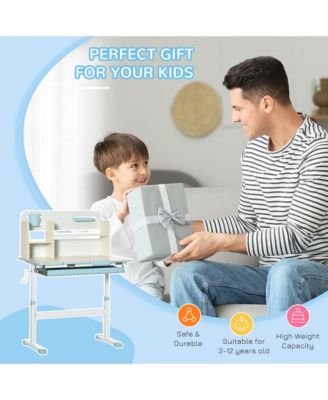 Kids Adjustable Study Desk with Tilt Top Storage Design for Ages Three to Twelve