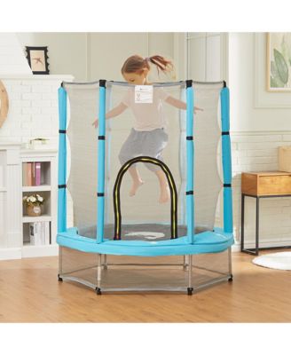 Kids Indoor Trampoline 55 Inch with Enclosure Springless Elastic Design for Ages Three to Six