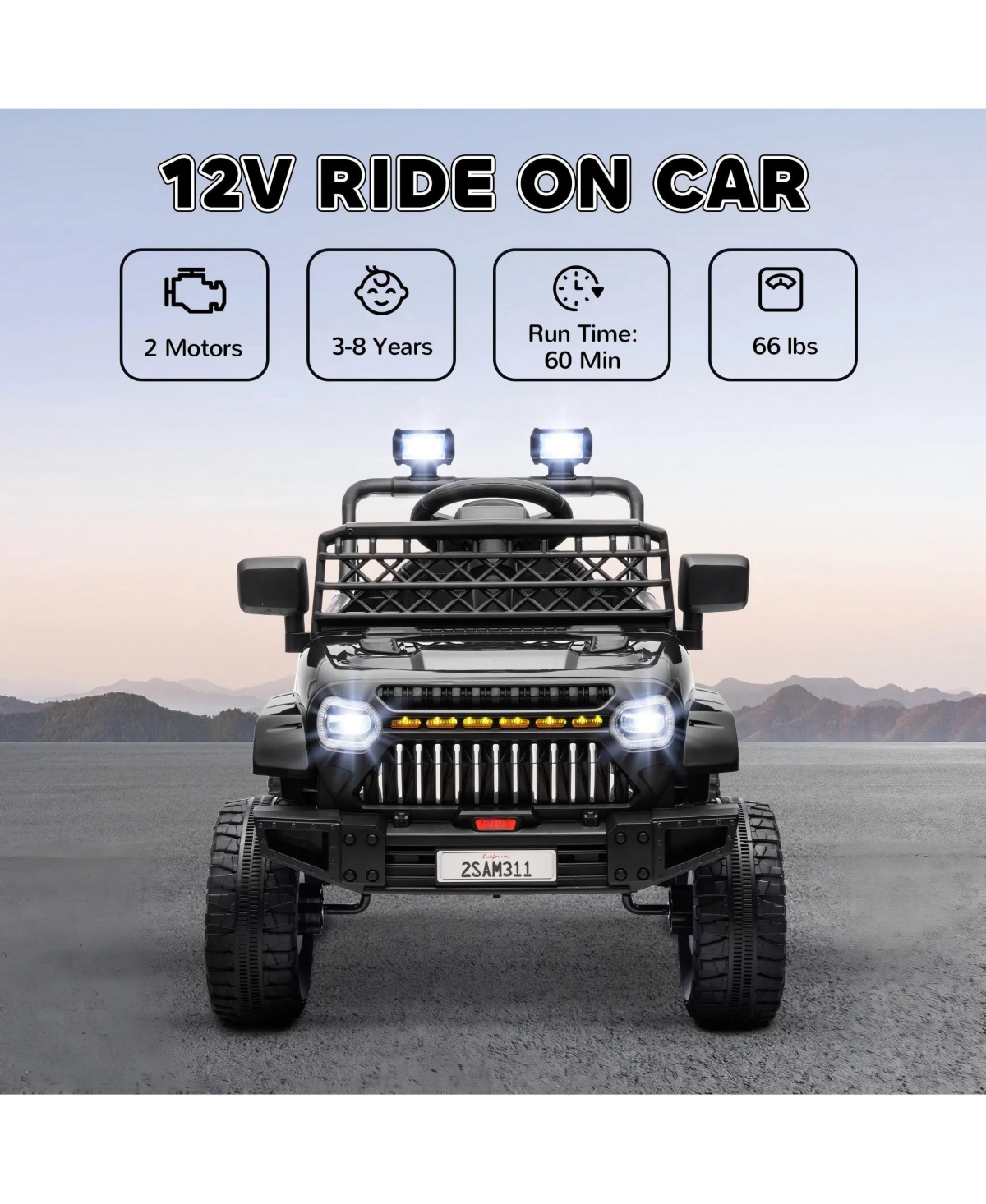 Hongge Kids 12V Electric Ride On Car with Parent Remote Slow Start Suspension for Ages 3 to 6