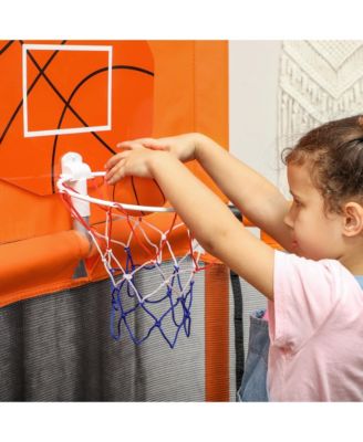 Kids Indoor Trampoline with Enclosure and Basketball Hoop for Ages Three to Six