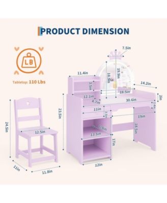 Kids Vanity Lighted Mirror for Bedrooms, Apartments, Easy to Assemble