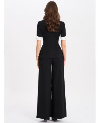 Women's Aleeza Black Wide Leg Suit Pants