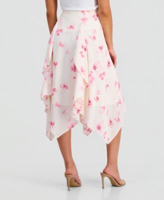 Petite Printed Ruffled Midi Skirt