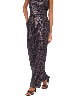 Women's Animal Print Wide Leg Pants