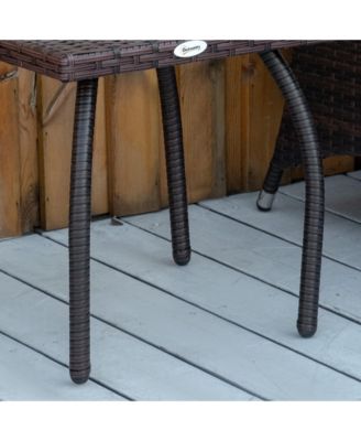 Rat Wicker Side Table for Outdoor Garden Balcony Backyard