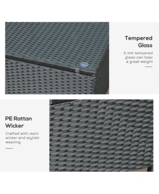 PE Rat Patio Table with Tempe Glass,