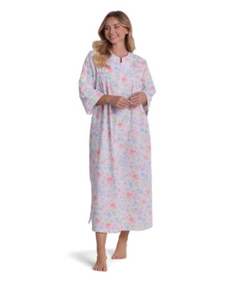 Women's Round Neck Printed Long Zip Robe