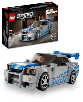 Speed Champions 2 Fast 2 Furious Nissan Skyline GT-R R34 Toy Building Set 76917, 319 Pieces