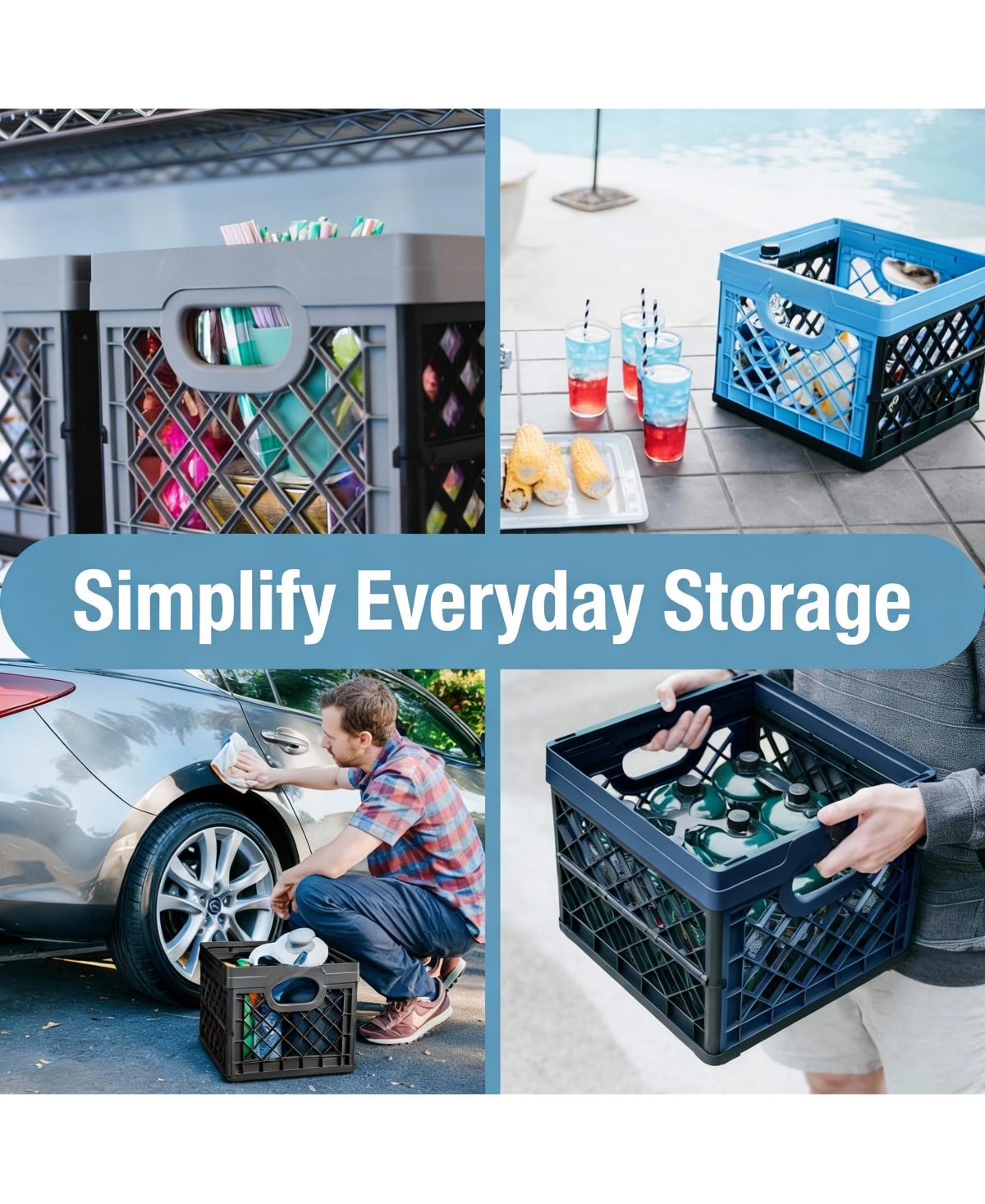 Yigii 25L Collapsible Storage Bins - Stackable, Durable, Lightweight