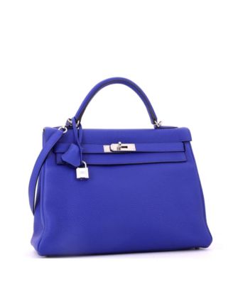 Kelly 32 Handbag Blue Togo with Palladium Hardware