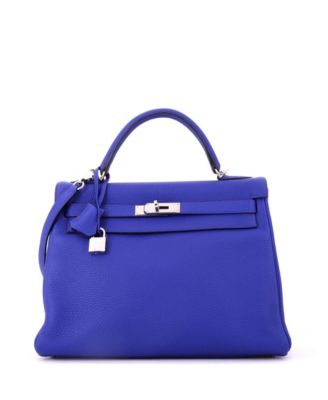 Kelly 32 Handbag Blue Togo with Palladium Hardware