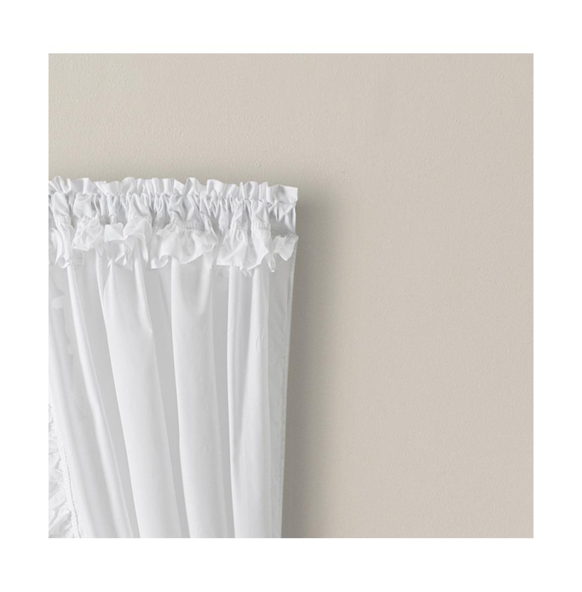 Ellis Home Classic Narrow Ruffle 2-Piece White Color Rod Pocket Curtain Panel