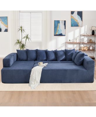146" U-Shaped Convertible Sleeper Sectional Sofa with 8 Pillows