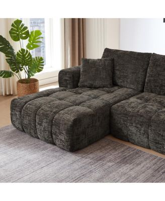 Chenille L-Shape Luxury Sectional Sofa, Minimalist Design, Comfy Sleeper Couch