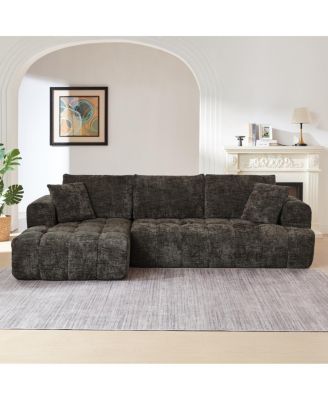 Chenille L-Shape Luxury Sectional Sofa, Minimalist Design, Comfy Sleeper Couch