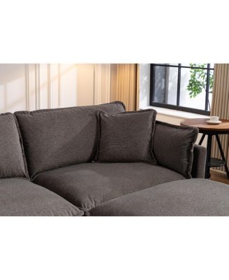 Modern 4-Seat Sectional Sofa with 2 Ottomans & Pillows, 149.61", 2 Colors