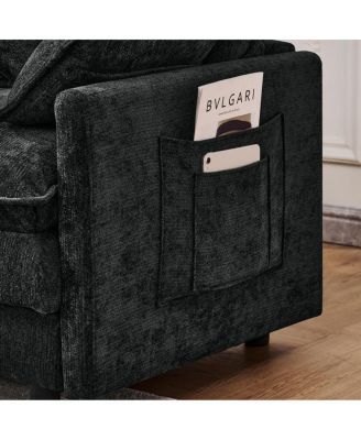 101.9" 3-Seater Cashmere Sofa w/ Movable Ottoman, Modular Design