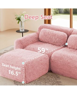 Plush Boneless Sofa with Ottoman, No Assembly Required, Anti-Slip Bottom