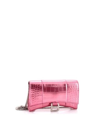 Hourglass Chain Wallet Embossed Leather