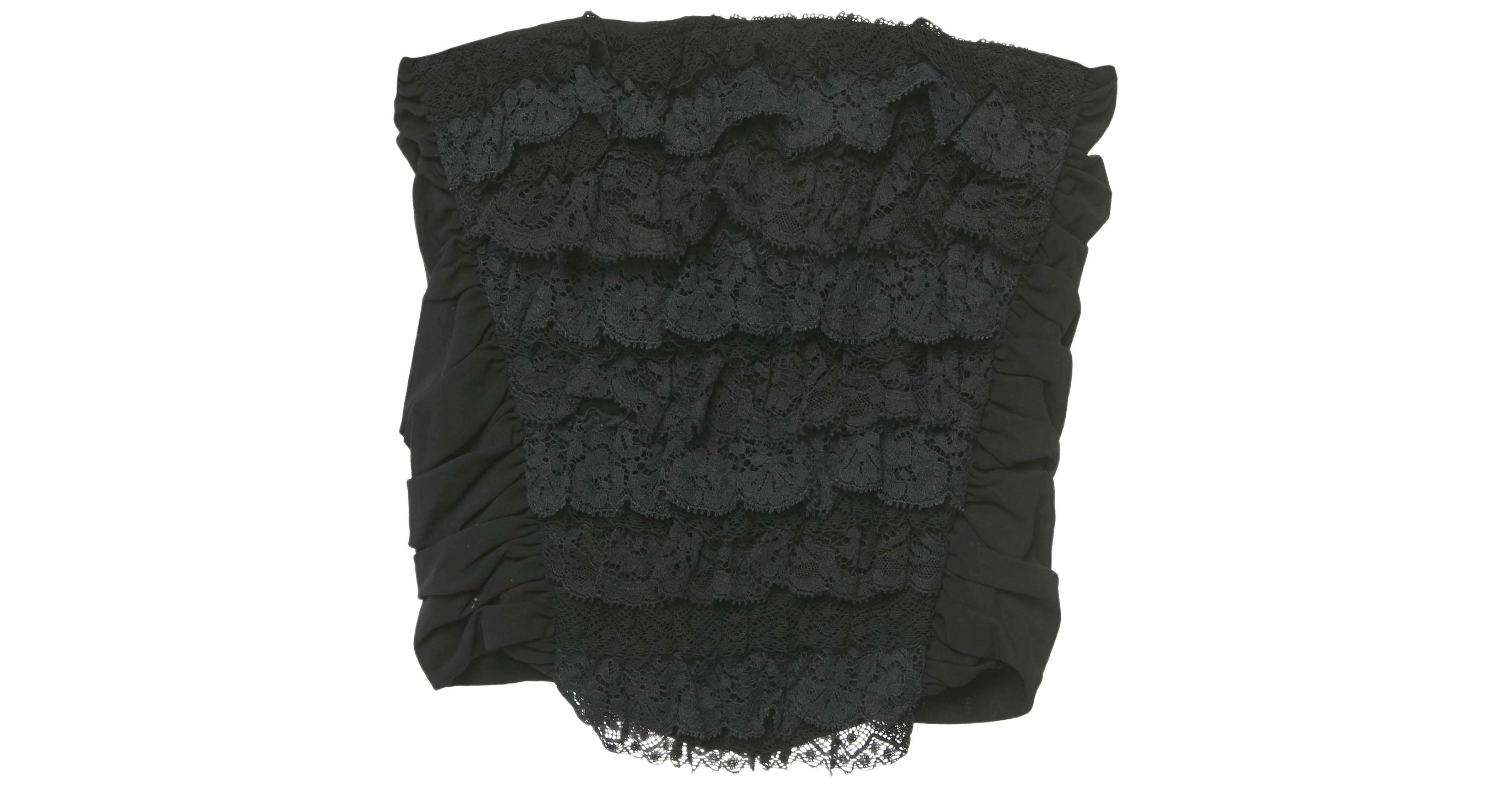 Pre-Owned Dolce & Gabbana Women's Black Cotton Lace Ruffle Tube Top