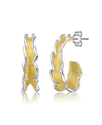 Timeless Wavy Hoop Statement Earrings in Two-Toned Gold Plated