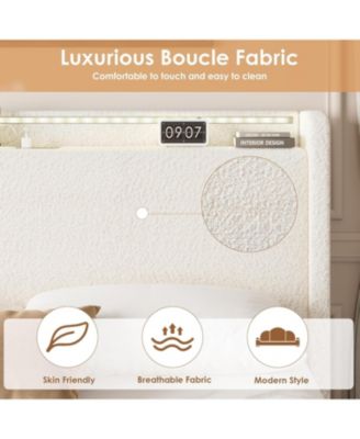  Bed Frame with 4 Storage Drawers & Storage Headboard, Platform Bed Frame with Charging Station, USB Ports and LED Light