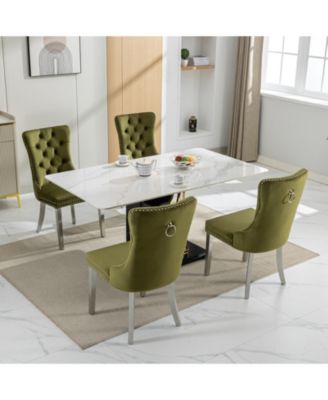 Modern Velvet Dining Chairs with Chrome Legs, Set of 2