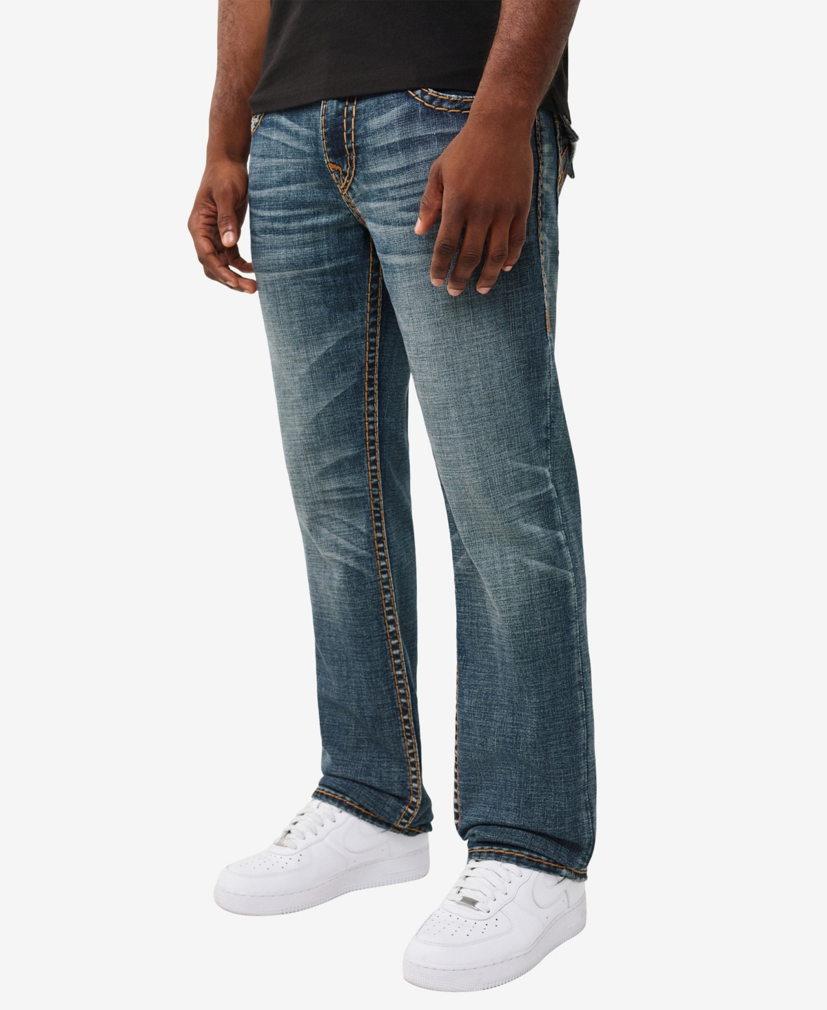 True Religion Men's Ricky Straight Super T Flap Jeans