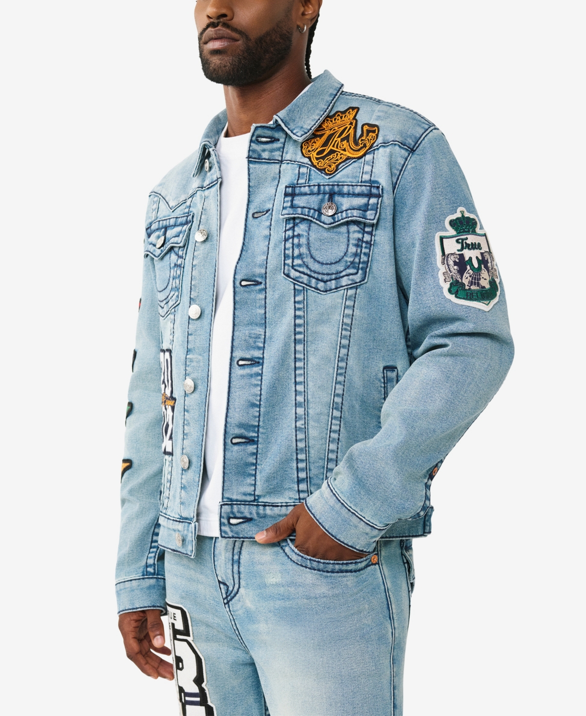 True Religion Men's Jimmy Varsity Patch Big T Jacket
