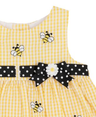 Baby Girls' Yellow Bee Schiffli Sleeveless Dress and Panty, 2-Piece Set