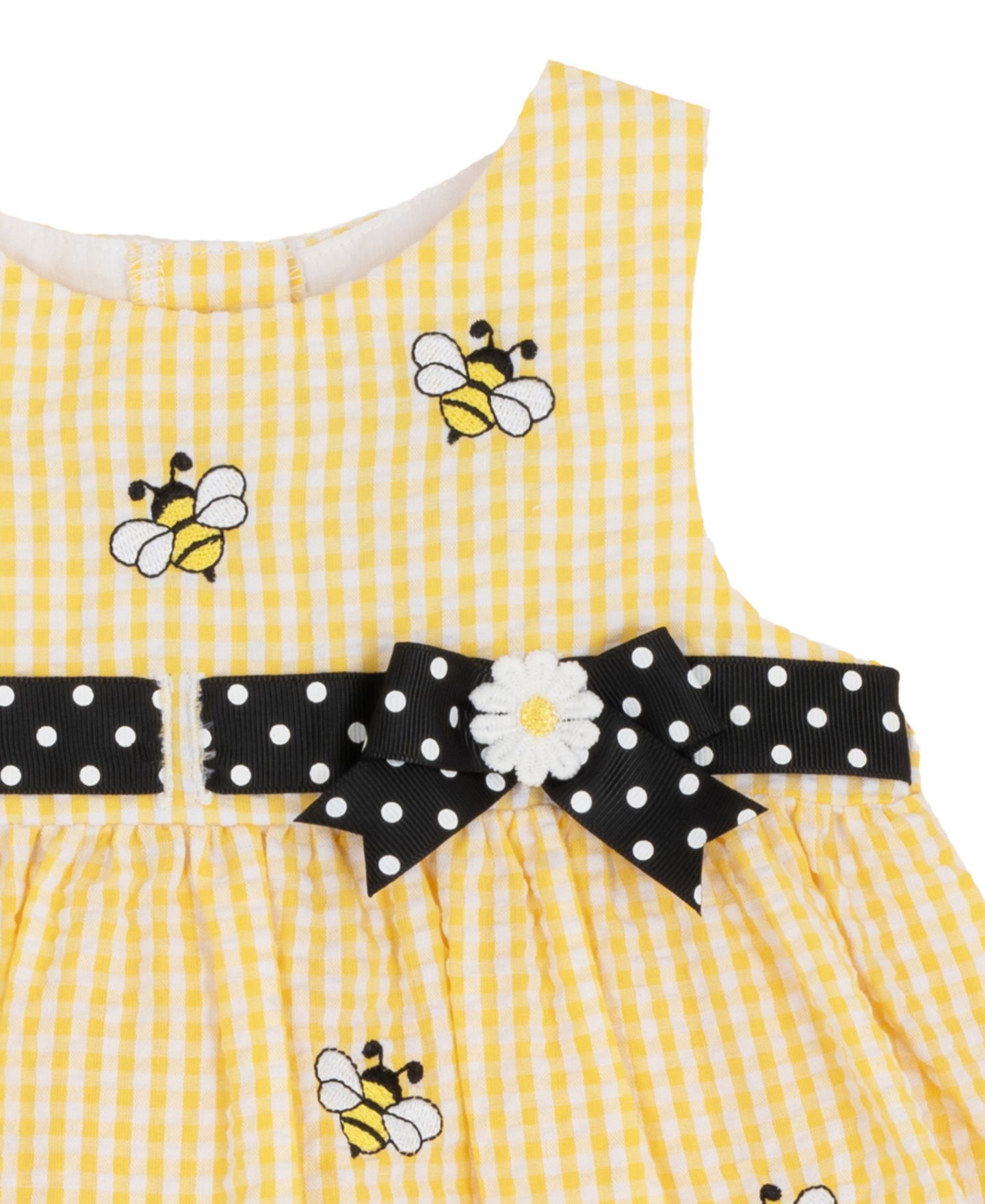 Комплект Rare Editions Yellow Bee Schiffli Sleeveless Dress and Panty, 2-Piece Set для девочек-малышей, цвет: Жёлтый / Чёрный — фото 4