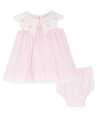 Baby Girls' Scallop Flower Embroidered Sleeveless Dress and Panty, 2-Piece Set