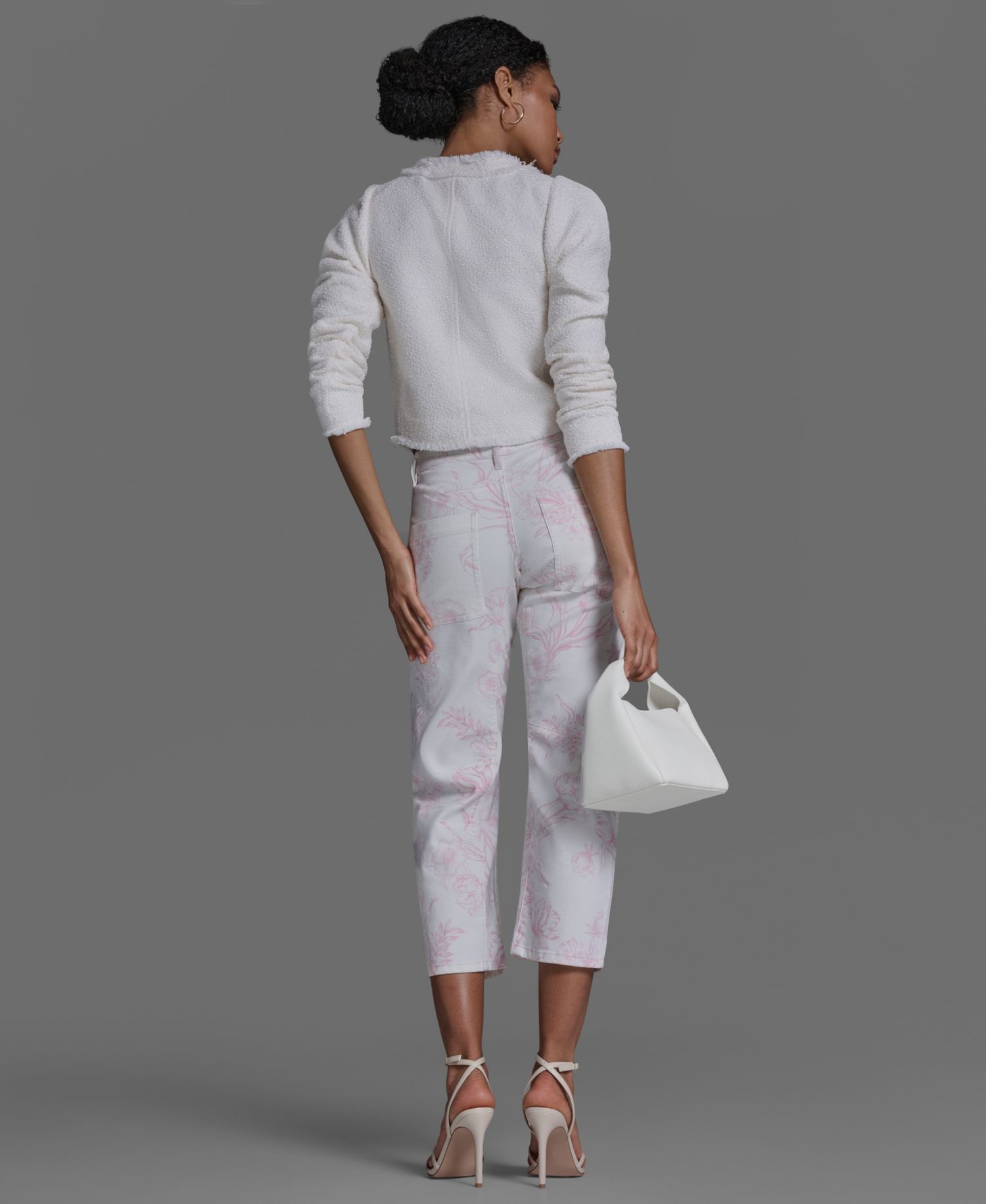 Women's Crewneck Button-Front Tweed Jacket