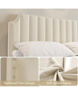 Upholstered Platform Bed Frame – Vertical Channel Tufted Headboard & Footboard, Wooden Slats, Quiet, Easy Assembly.