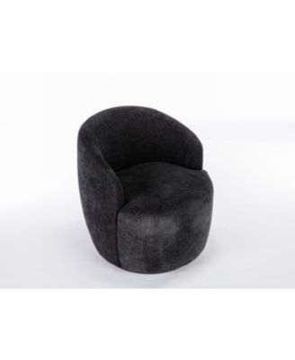 Swivel Barrel Accent Chair with Metal Ring & Chenille Fabric