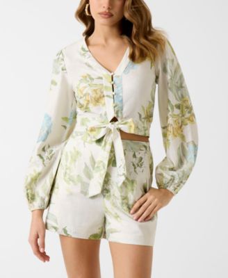 Women's Shirley Long-Sleeve V-Neck Linen Top