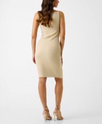 Women's Sleeveless Francine Smock Boat Neck Hotfix Dress