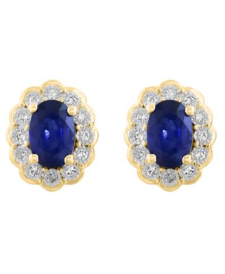 Sapphire (1-1/6 ct. t.w.) & Diamond (1/10 ct. t.w.) Earrings in 14k White Gold (Also Available in Ruby, Emerald)