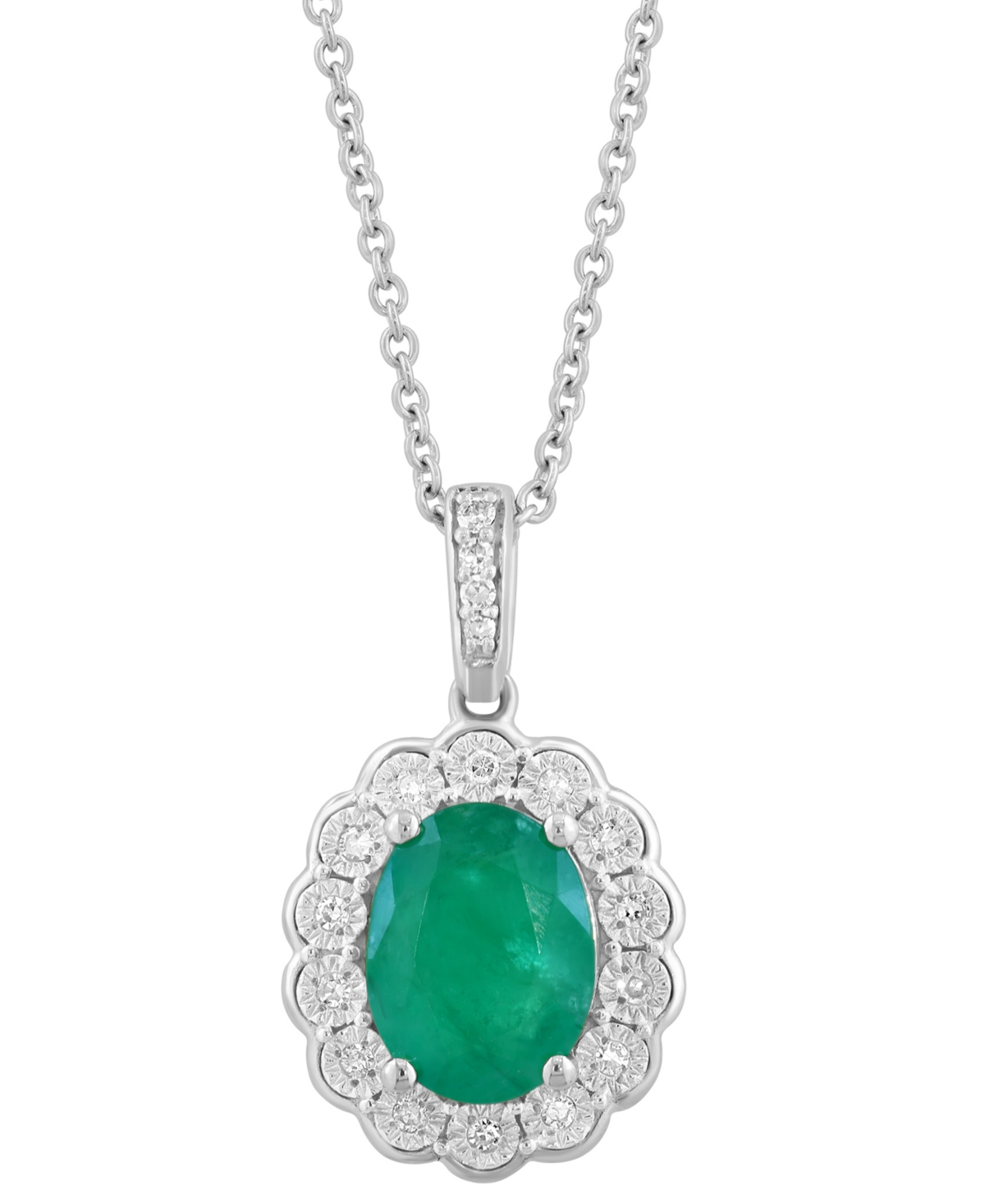 Effy Collection Emerald (1-1/2 ct. t.w.) & Diamond (1/10 Pendant 14k White Gold (Also Available Ruby, Sapphire)