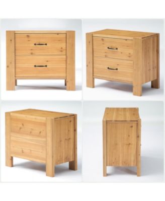 Solid Wood Oversized Nightstand with 2 Drawers, Bedside Table End Tables for Living Room, Large Wide Modern Night Stand with Drawers