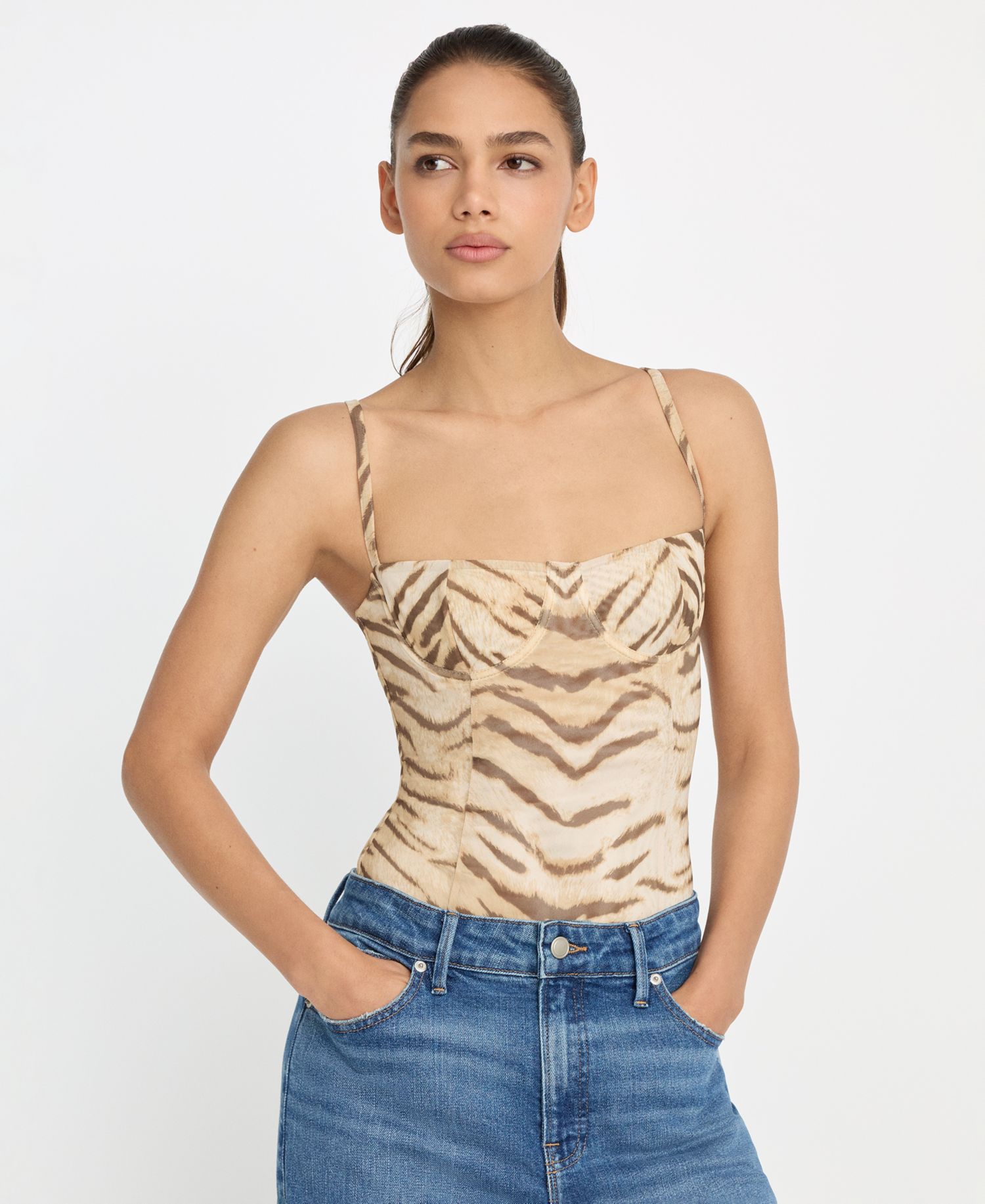 Women's Mesh Bustier Bodysuit