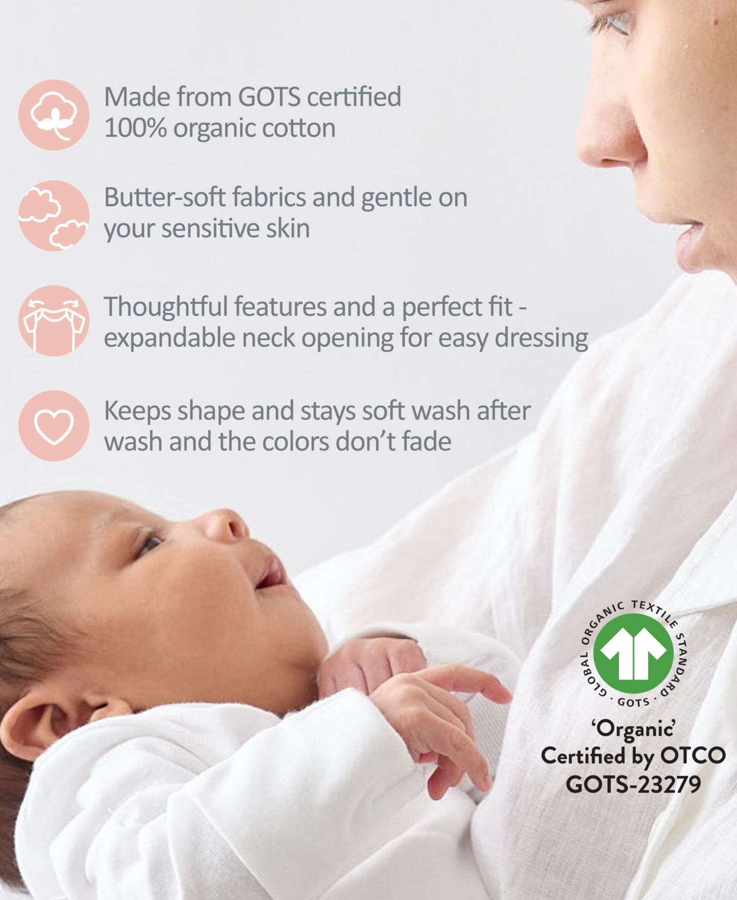 Боди Baby Organic, длинный рукав, оборки, хлопок, 5 шт. — butterblu, цвет: Сорбет — фото 6