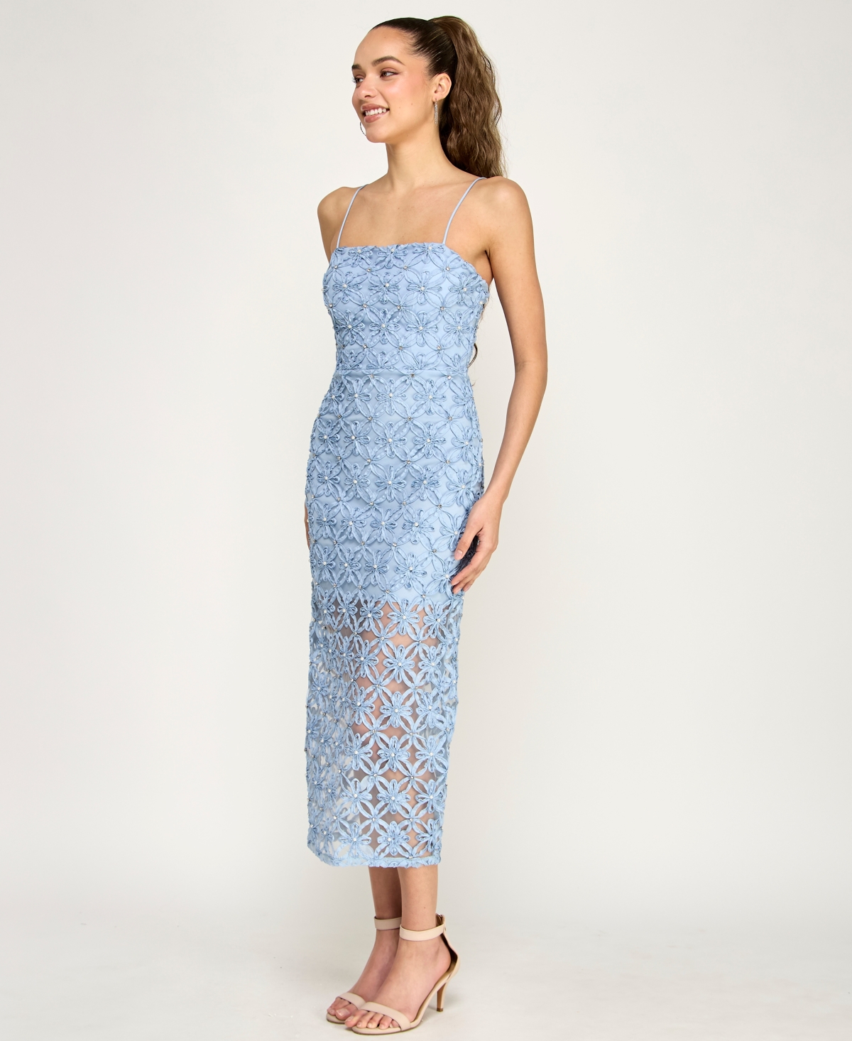 Alex & Sophia Women's Spaghetti Strap Square Neck Dress