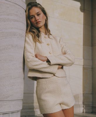 Women's Structured Tweed Long-Sleeve Jacket