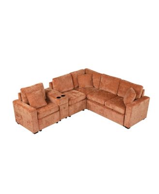 L-shaped Convertible Sofa Bed Modular Sectional with Pull-Out Bed