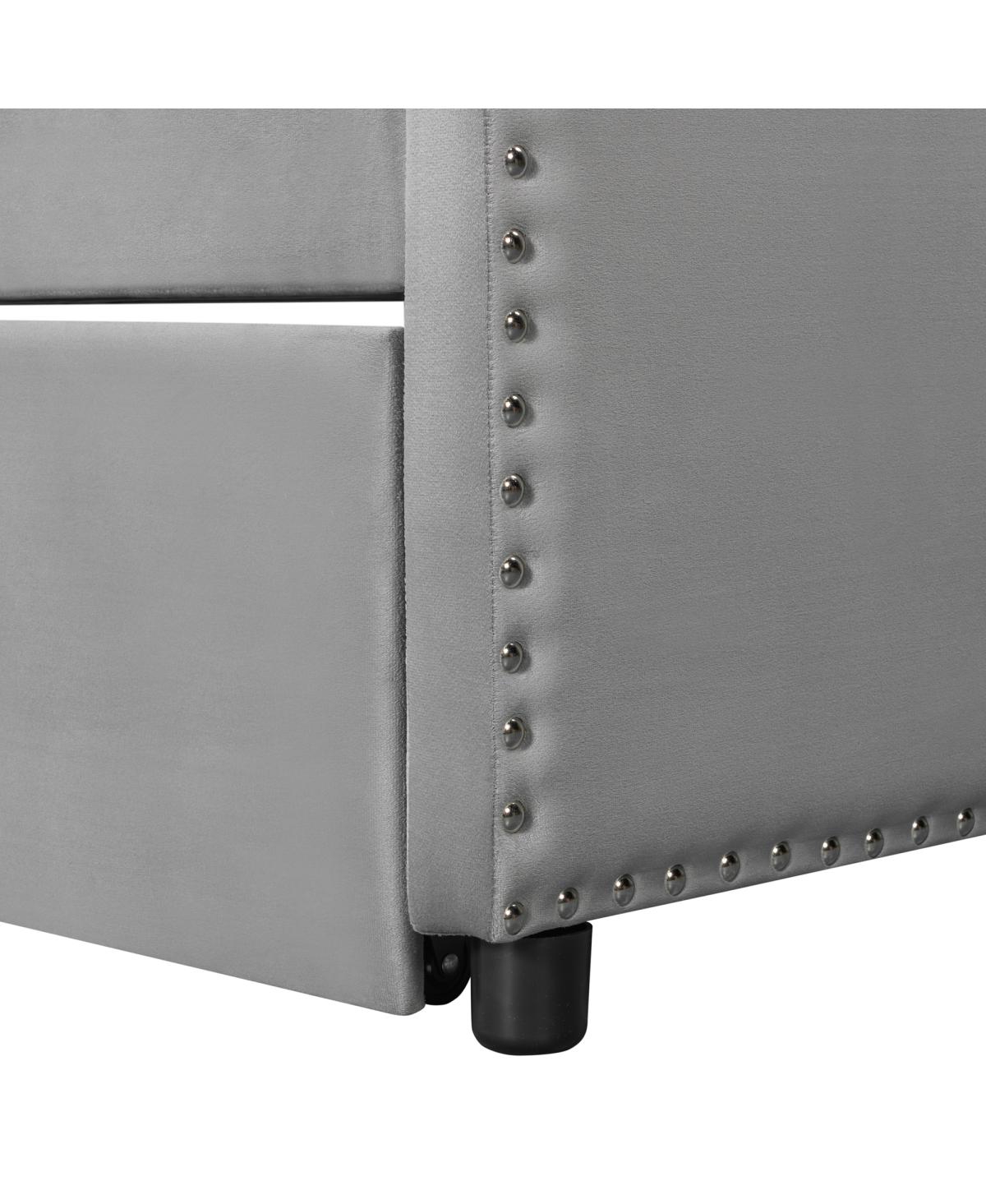 Streamdale Furniture Twin Velvet Upholstered Daybed with Pop Up Trundle